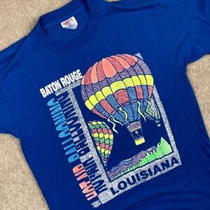 Vintage‎ Hef-T Baton Rouge Louisiana Hot Air Ballooning T Shirt Tee Mens Graphic